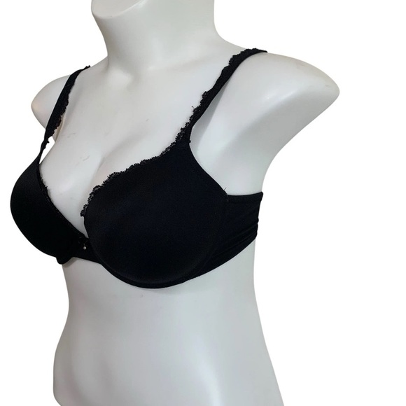 Soma Floral Lightly Padded Bra Adjustable Straps Lace Trim Size 34DD Black - Picture 3 of 12